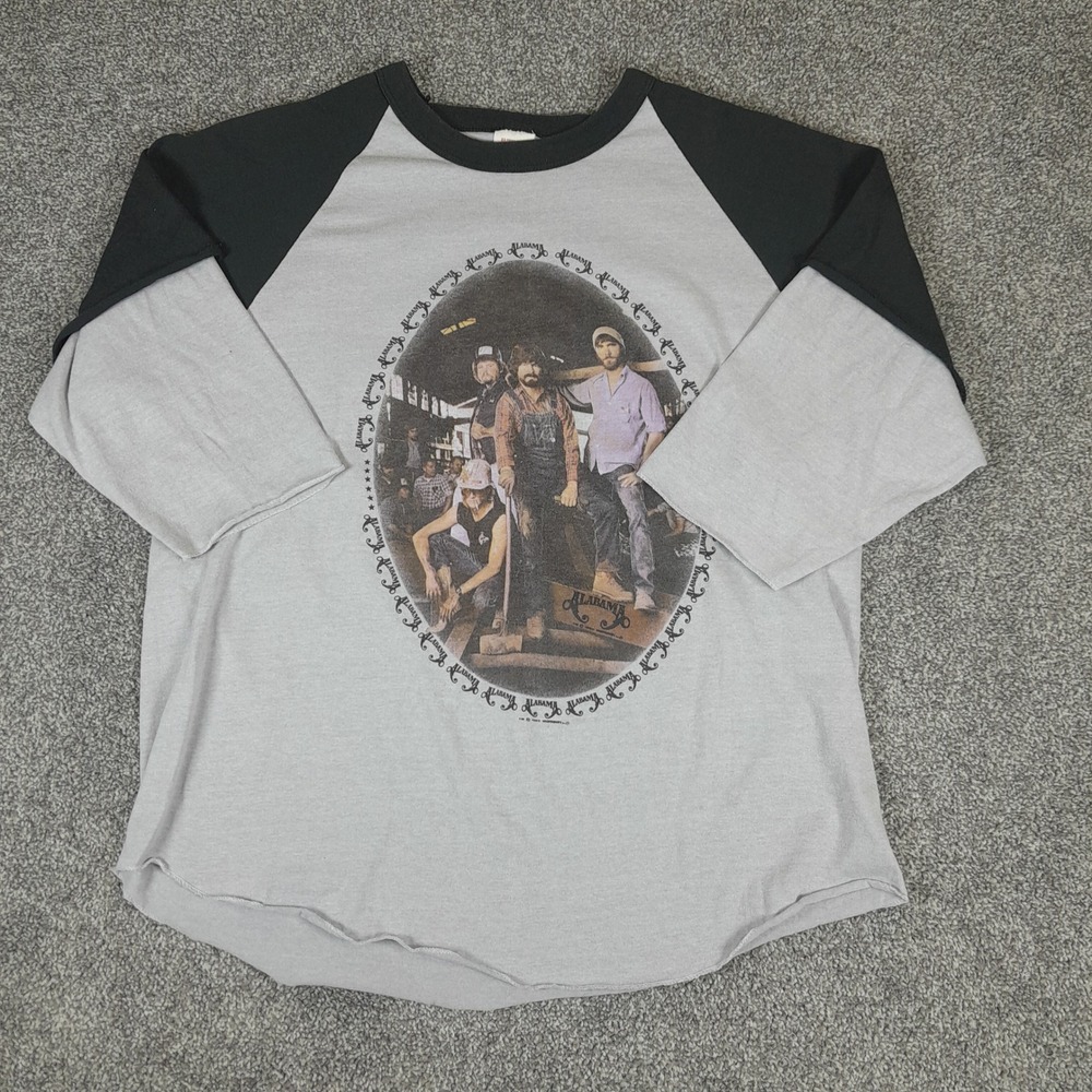 Vintage Alabama Band Shirt Mens XL 40 Hour Week Tour '85 Raglan Sleeve USA